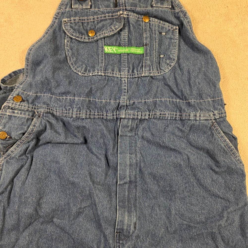 Key Overalls Mens 44x32 (Fits 44x30) Blue Denim Workwear Streetwear Skater Dad
